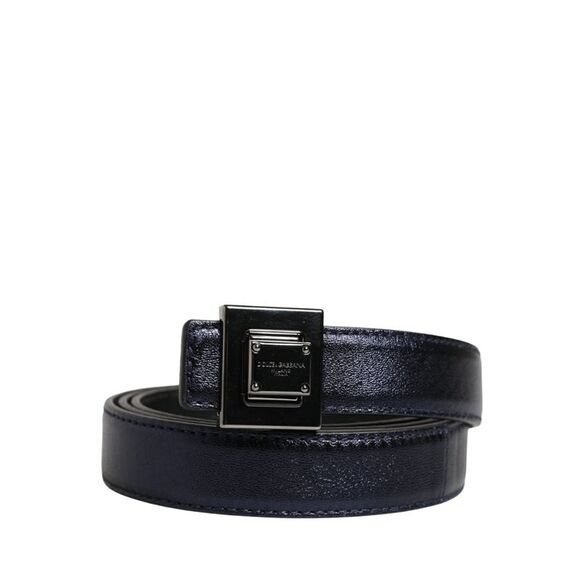 Dolce & Gabbana Men Black Classic Leather Square Buckle Men's Belt